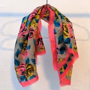 Pink Floral Print Scarf